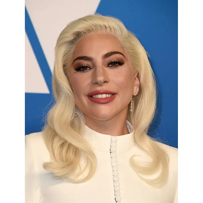 Wavy Blonde Lace Front Shoulder Length Without Bangs Lady Gaga Wigs