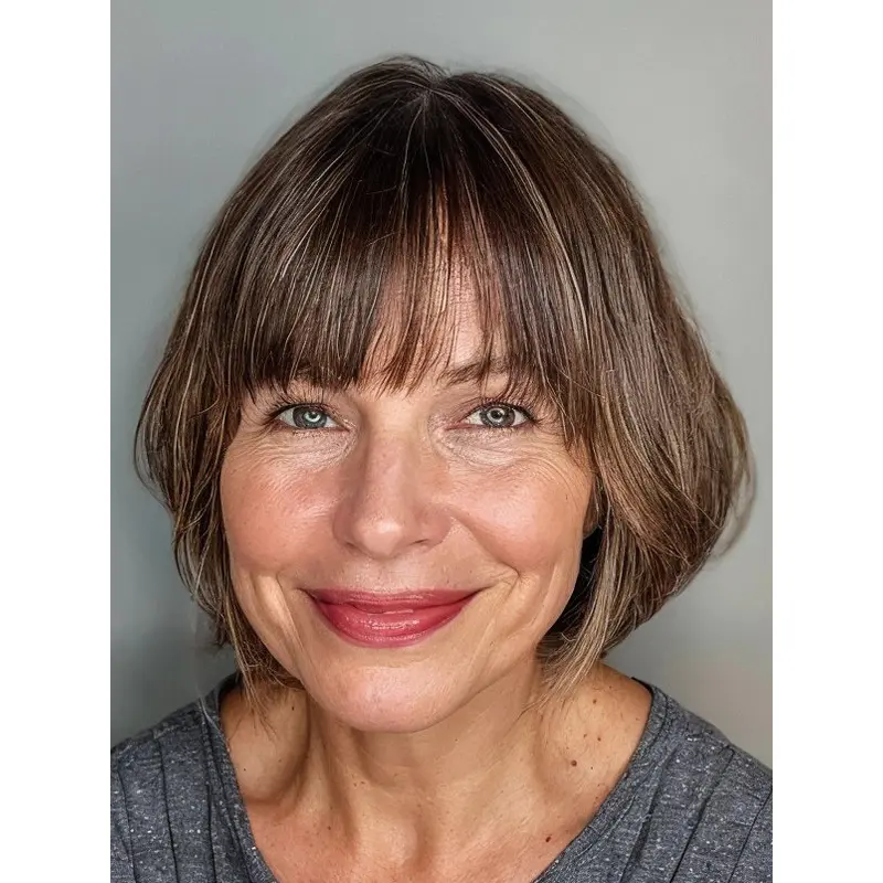 Human Wigs Short With Bangs 8" Monofilament Wigs