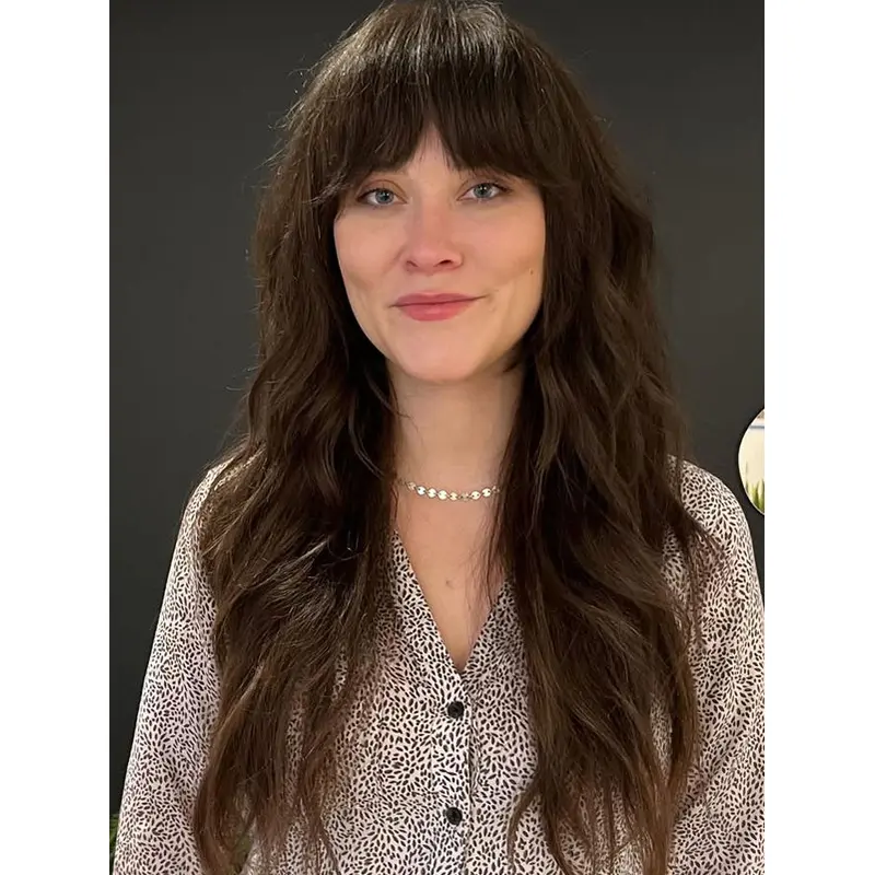 Long Brown Hair Wigs 22" Wavy Synthetic Monofilament Wigs