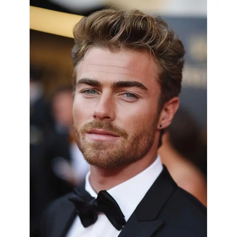 Men Hair Wigs Brown Monofilament Cropped Wavy Wigs