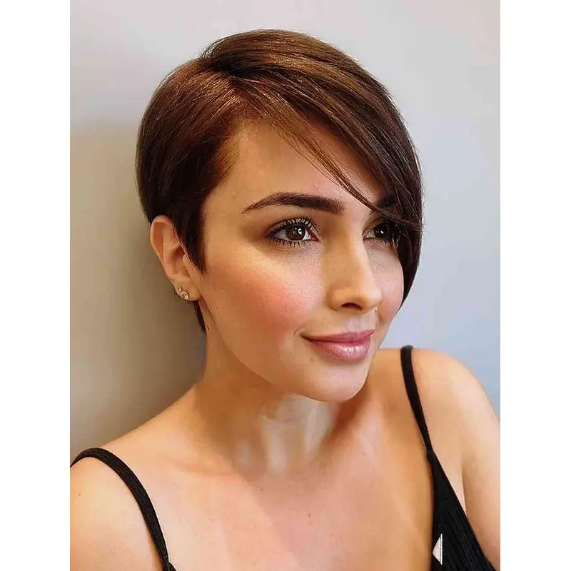 Short Wigs For Women Brown Straight Synthetic Short Lace Wigs Short Cut Wigs