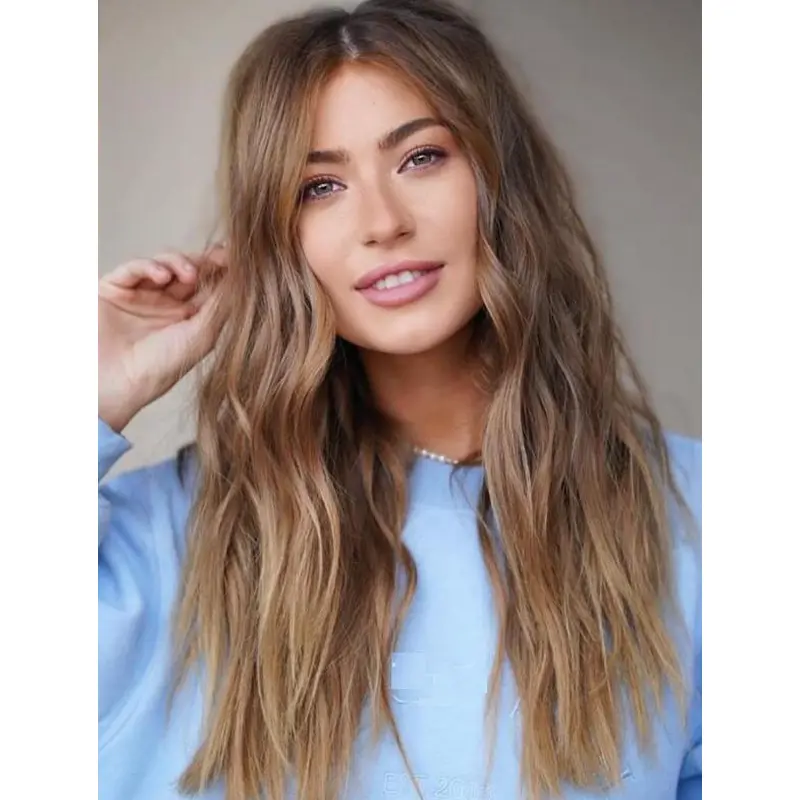 Long Brown Wigs Synthetic Lace Wigs Without Bangs Face-Framing Wigs Long Wigs