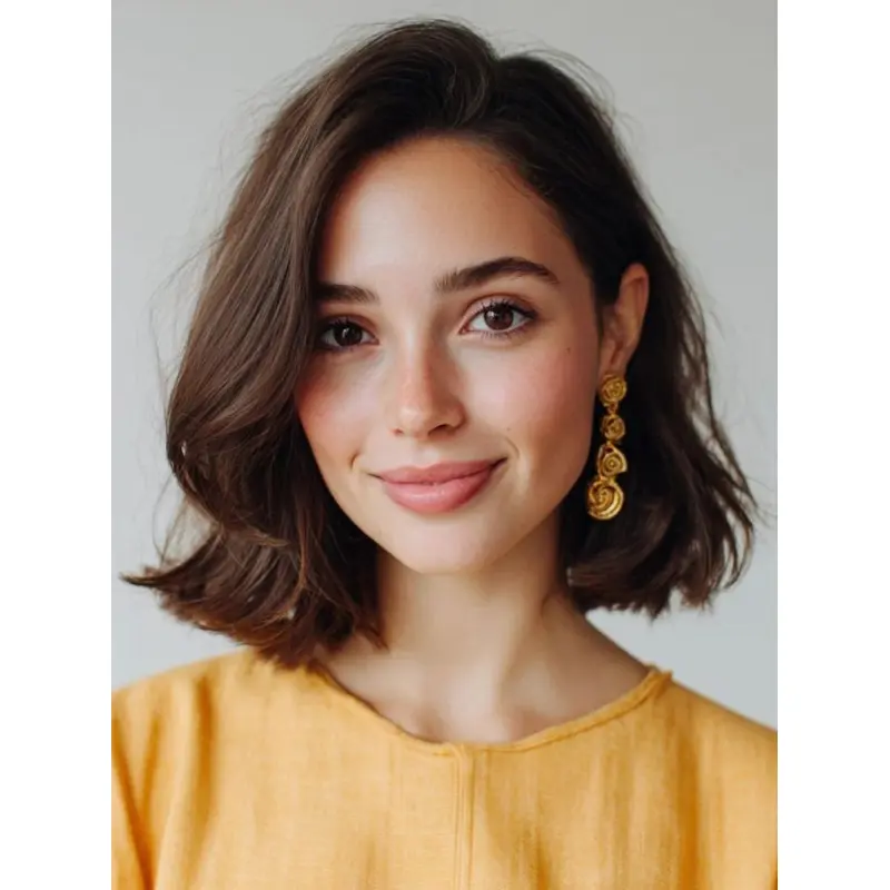 Medium Length Wigs For Women 12" Wavy Synthetic Brown Wigs