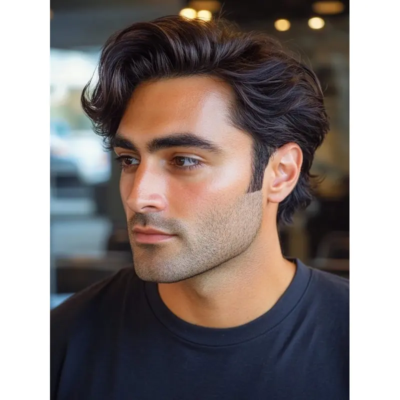 Men's Wig Layered Brown Lace Front Wavy Wigs