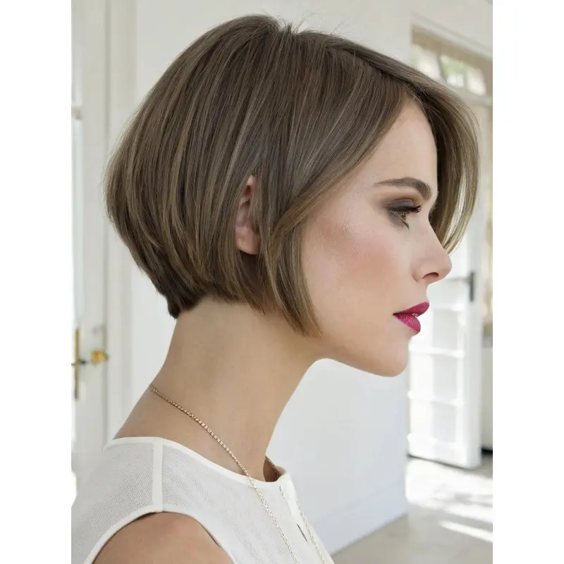 Wigs Short Bob Lace Front Layered 8" Straight Synthetic Wigs