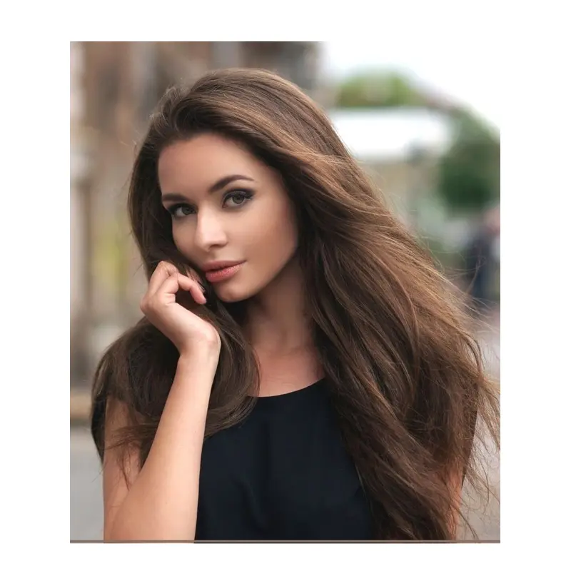 Long Straight Wigs Human Hair Wig Brown Long Layered Wigs