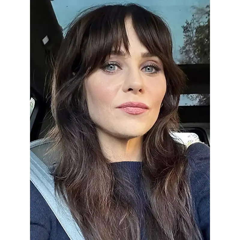 Monofilament Wavy 18" Long Brown Wigs With Bangs