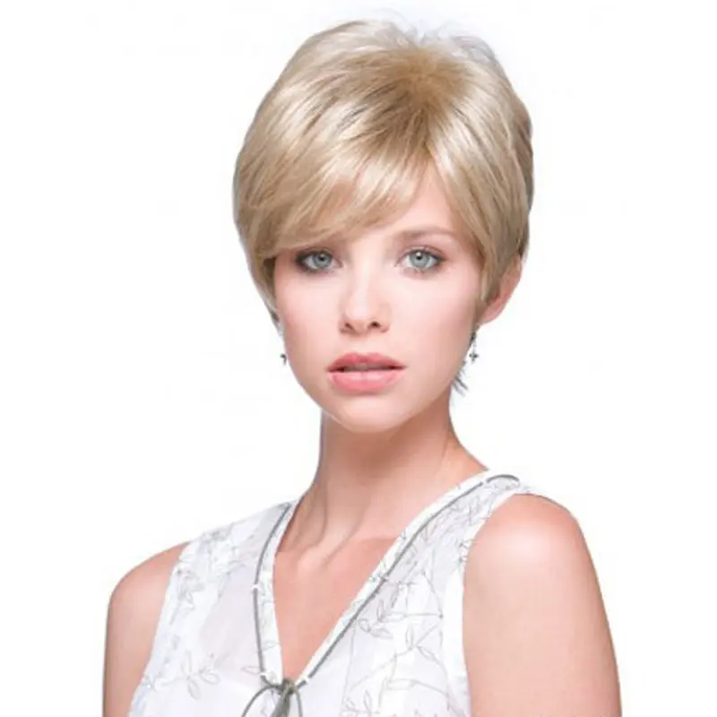 Blonde Monofilament Synthetic Mature Short Wigs