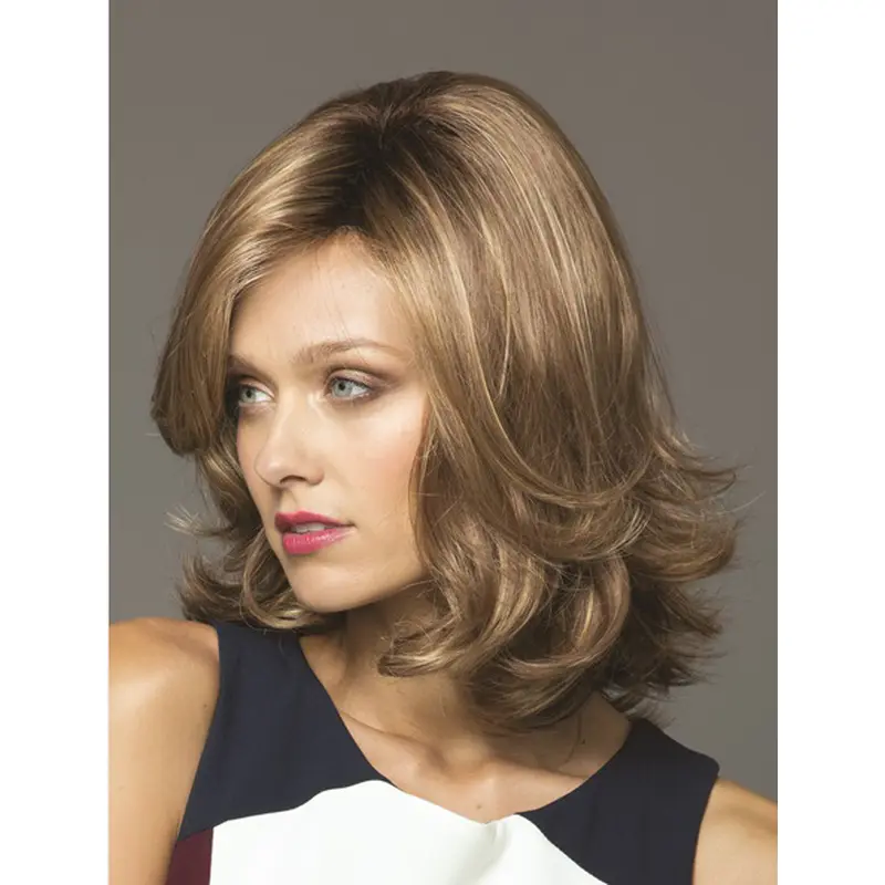 Exquisite Blonde Wavy Shoulder Length Synthetic Wigs