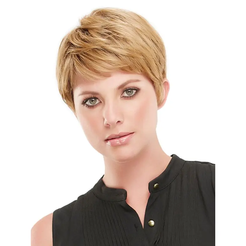 Fashionable Blonde Straight Cropped Synthetic Wigs