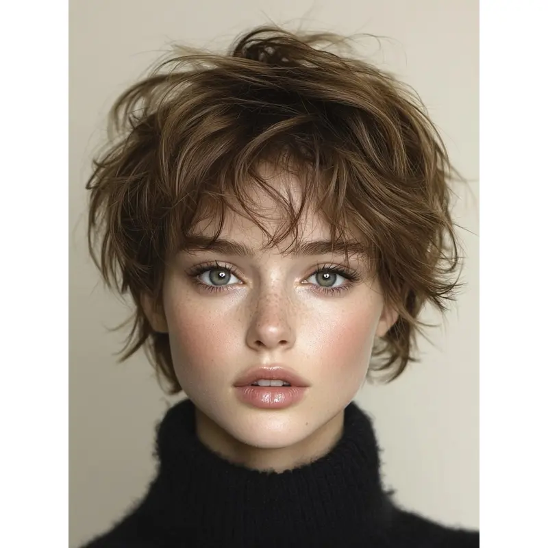 Short Wigs With Bangs Synthetic Monofilament 6" Brown Straight Wigs
