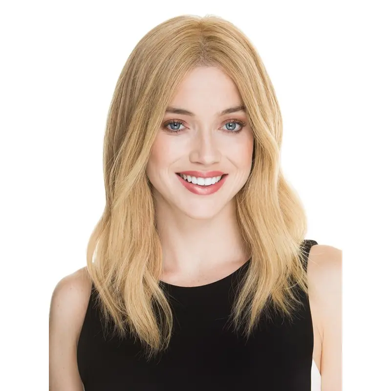 Shoulder Length Blonde Straight Good Remy Human Hair 100% Hand-tied Wigs
