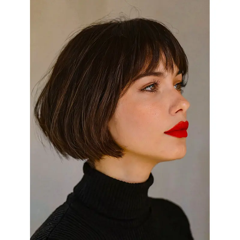 Short Hair Bob Wigs For Sale Monofilament With Bangs 8" Straight Wigs