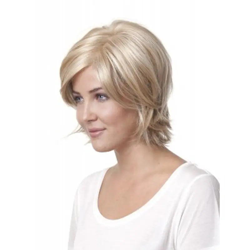 Sleek Blonde Straight Chin Length Monofilament Wigs