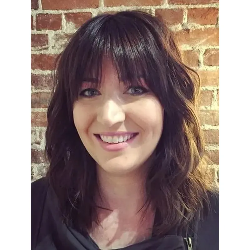 Wigs For Sale With Bangs Wavy Lace Front Wigs Synthetic Brown Wigs