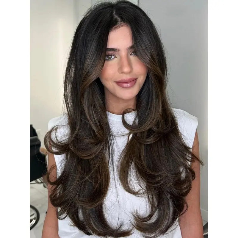 Extra Long Human Hair Wigs Layered Monofilament 22" Wigs
