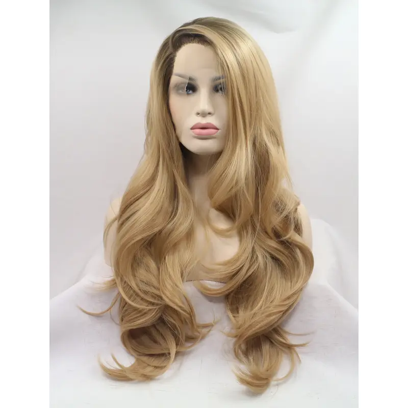 Long Blonde Layered 27" Lace Front Wavy Synthetic Wigs