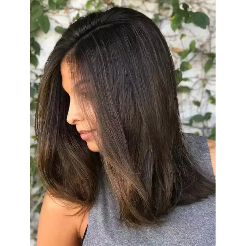 Long Brown Wig Straight Lace Front Brown Slid Mid-Length Wigs