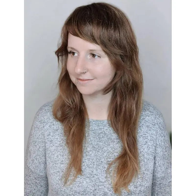 Long Human Hair Wigs Lace Front Wigs Wavy Brown Layered Long Hair Wigs