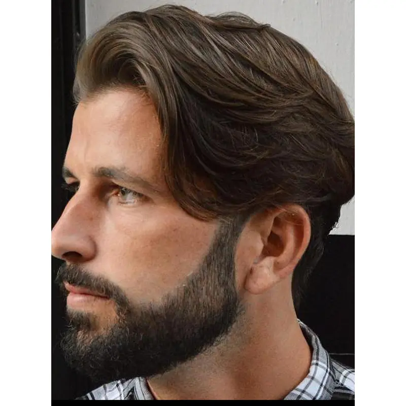 Male Lace Wigs Synthetic Layered Cropped Wavy Wigs