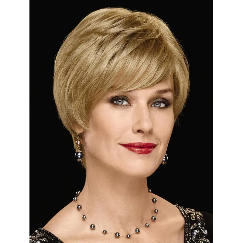 Perfect Chin Length Straight Blonde With Bangs New Design Wigs