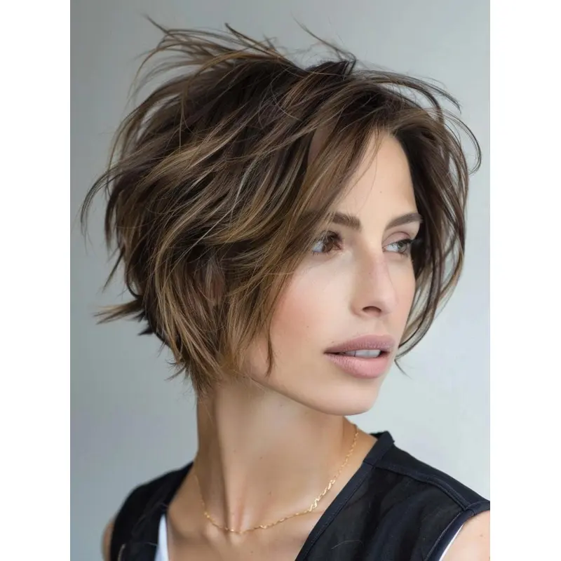 Short Layered Wigs Synthetic Wavy Layered Wigs