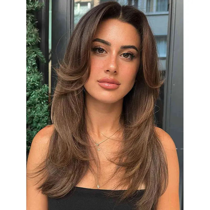 Layered Synthetic Monofilament 16" Long Wig