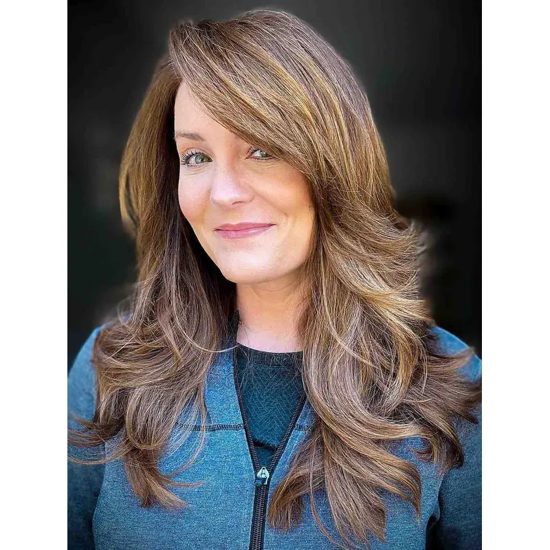 Long Brown Hair Wig Fashion Wavy Lace Front Layered Long Hair Wigs