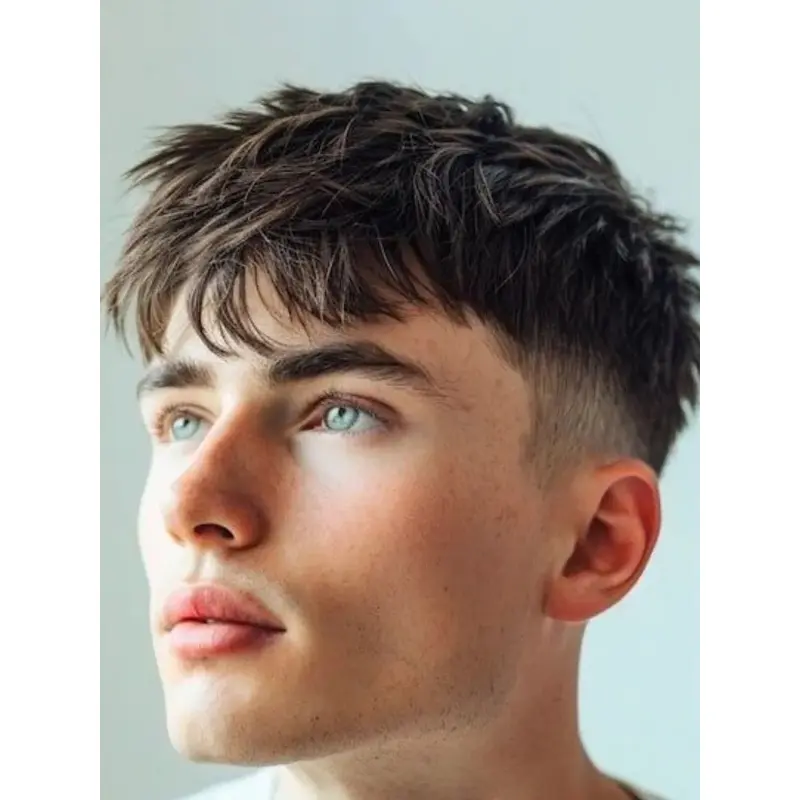 Men Lace Front Boycuts 4" Cropped Brown Wigs