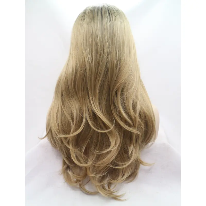 Synthetic Blonde 24" Wavy Lace Front Layered Long Wigs
