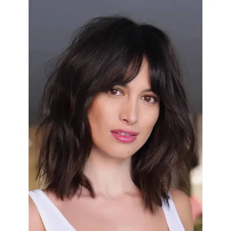 Wigs For Sale Synthetic Lace Front Wigs Wavy Shoulder Length Brown Wigs