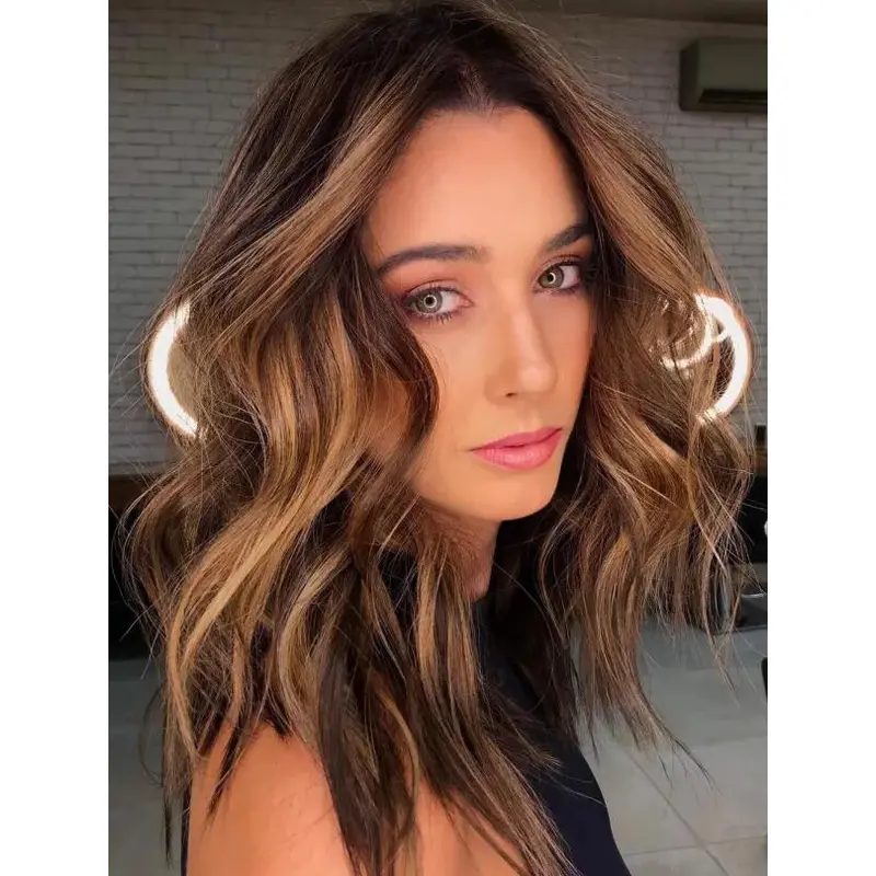 Wigs For Sale Wavy Synthetic Lace Front Wigs Without Bangs Brown Wigs