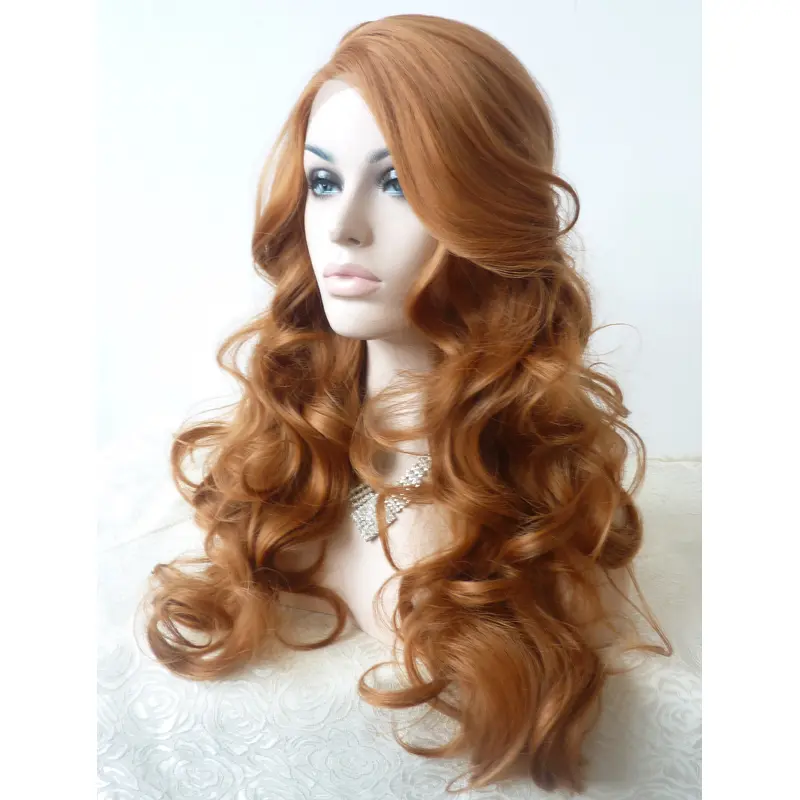 Without Bangs 21" Curly Blonde Long Lace Front Synthetic Wigs