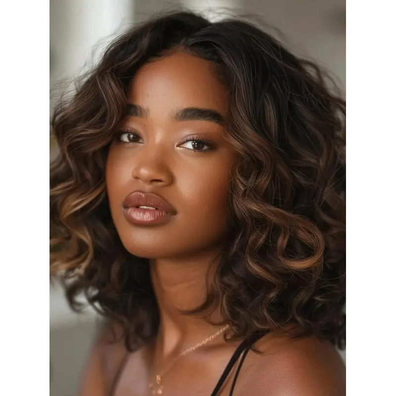 African Wigs Online Curly Brown Layered Wigs