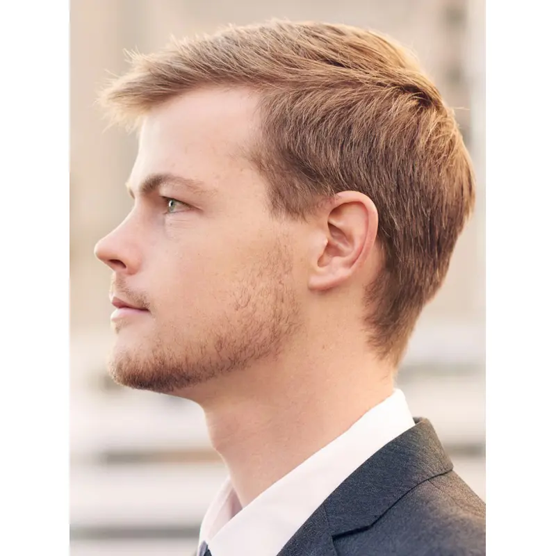 Lace Front Wigs Mens Straight Brown Remy Human Hair Wigs