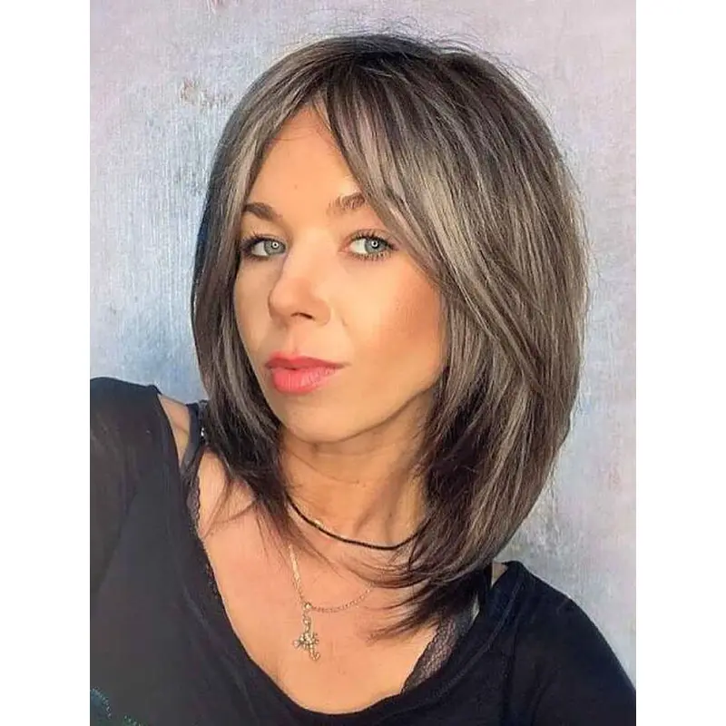 Lace Front Wigs Synthetic Straight Wigs Shoulder Length Bob Wigs