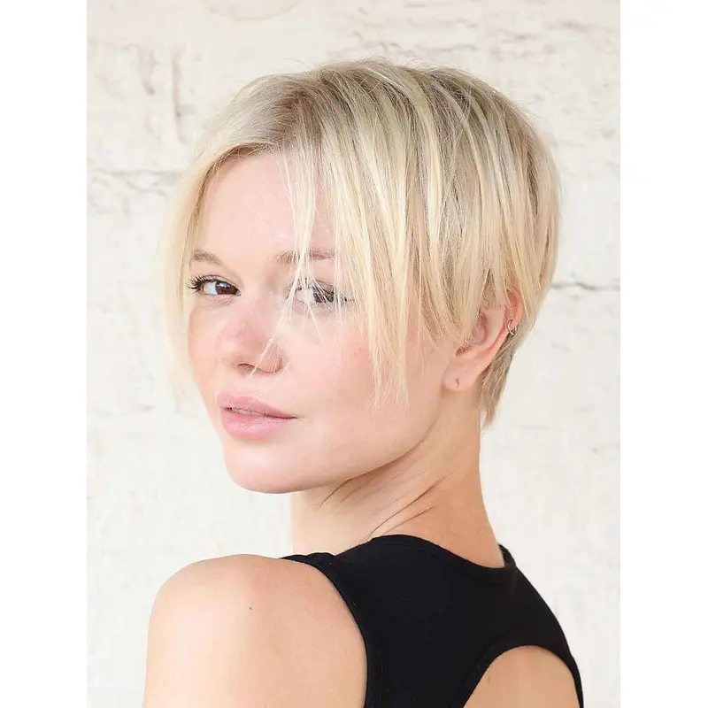 Pixie Wigs Synthetic High Quality Straight Lace Front Wigs Short Blonde Wigs 