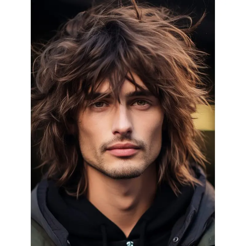 Realistic Men Wig Sythetic Monofilament 12" Brown Wigs