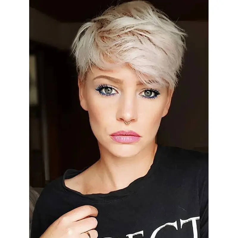 Short Blonde Wigs Synthetic Lace Wig Straight Pixie Wigs Short Wigs For Women