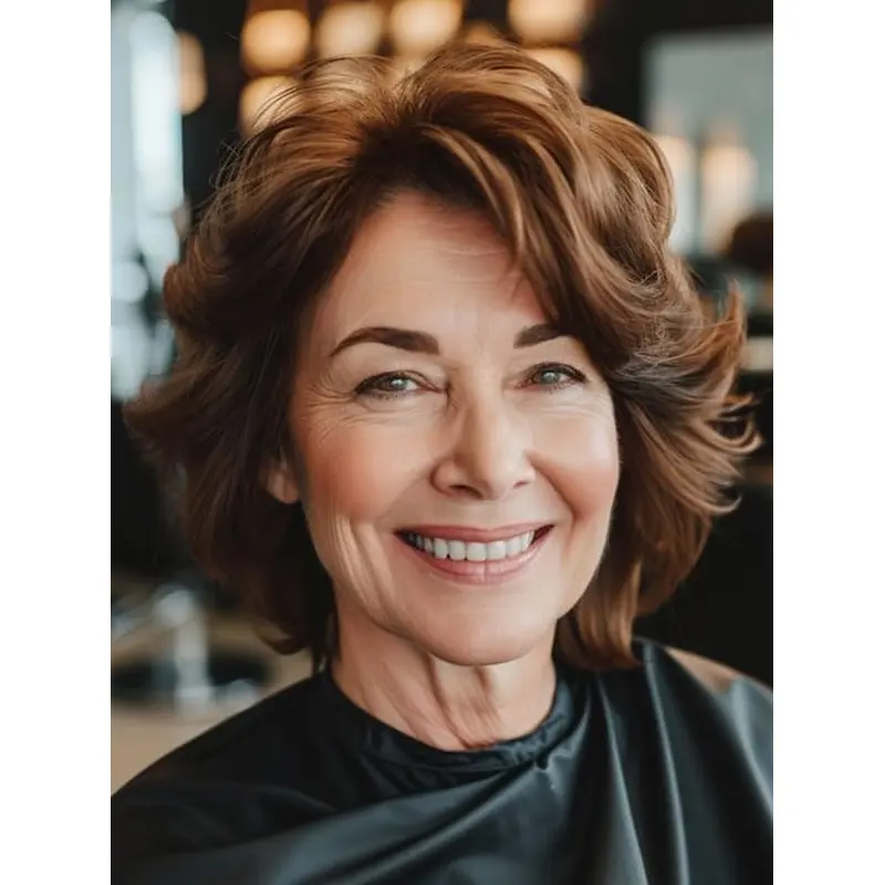 Short Brown Bob Wig 10" Wavy Monofilament Wigs