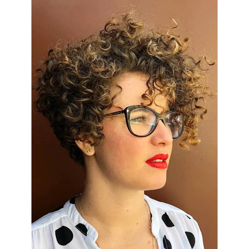 Short Brown Curly Wig Monofilament Layered 8" Wigs