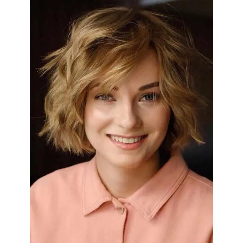 Blonde Bob Wig Synthetic Lace Front Wigs Wavy Shoulder Length Wigs