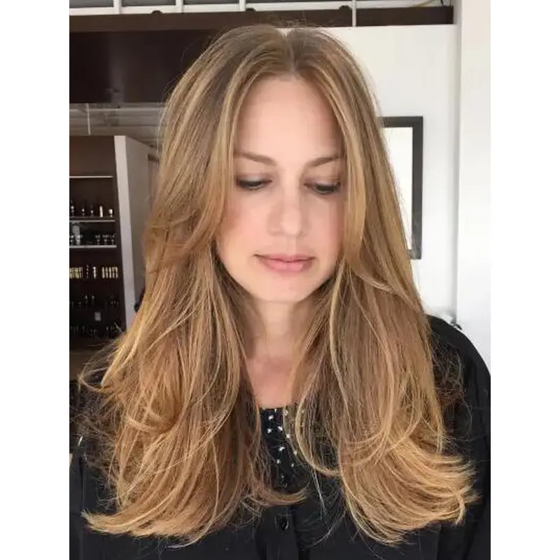 Human Hair Lace Wigs Blonde Long Hair Wigs Face-Framing Layers Wigs