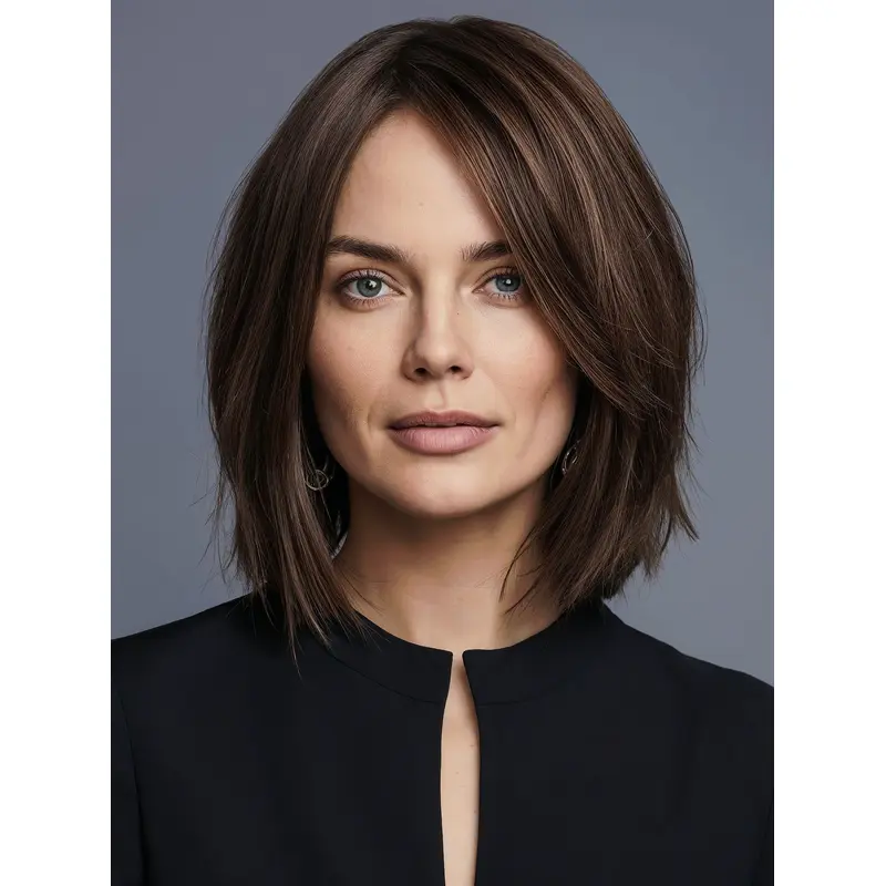 Medium Brown Wigs 12" Monofilament Synthetic Wigs