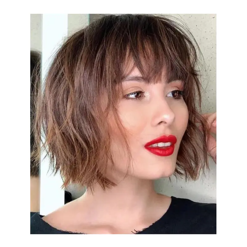 Short Cut Wigs Wavy Fabulous Lace Front Wigs Brown Short Bob Wigs