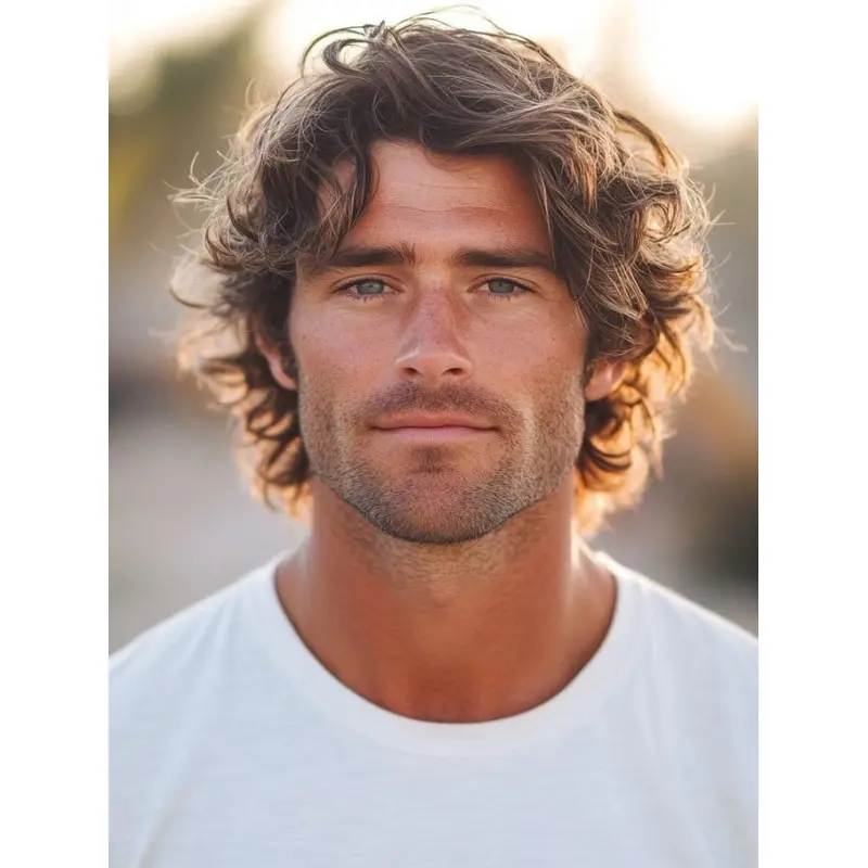 Short Hair Wig For Men Layered Lace Front 8" Wavy Wigs