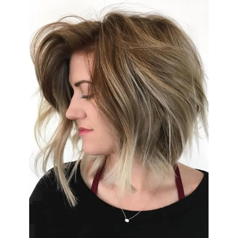 Wigs For Women Shoulder Length Wavy Wigs Synthetic Lace Bob Wigs