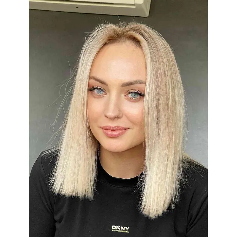 Wigs Shoulder Length Straight Lace Front Blonde Wigs Synthetic Wigs