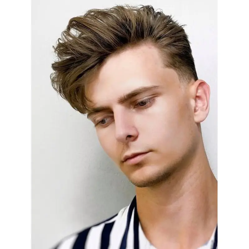 Lace Wigs For Mens Remy Human Hair Blonde Cropped 4" Wigs