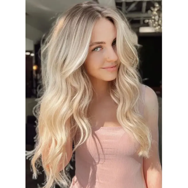 Long Blonde Wigs Synthetic Perfect Lace Wig Wavy Long Layers Wigs